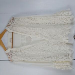 Chico's Womens Cream Camisole open lace Cardigan Set Neutral DAINTY Sz.1P